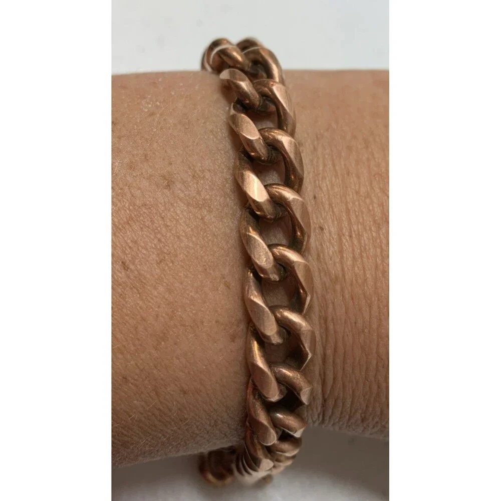 Vintage Heavy Cuban Link Solid Copper Bracelet 7.5”